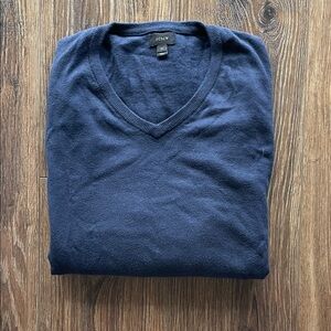 J. Crew Men's Deep Blue V-Neck Sweater